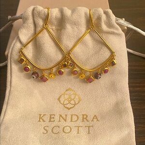Kendra Scott Gemma Vintage Gold Drop Earrings in Plum Mix